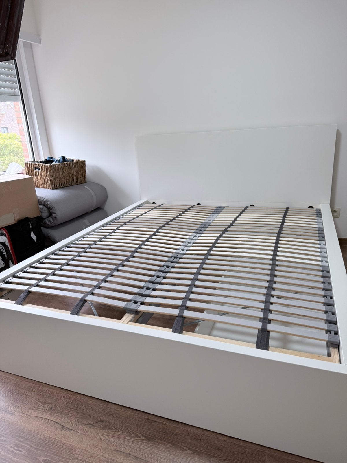 IKEA bed wit 160x200 met 2 lades, Ophalen, Gebruikt, Wit