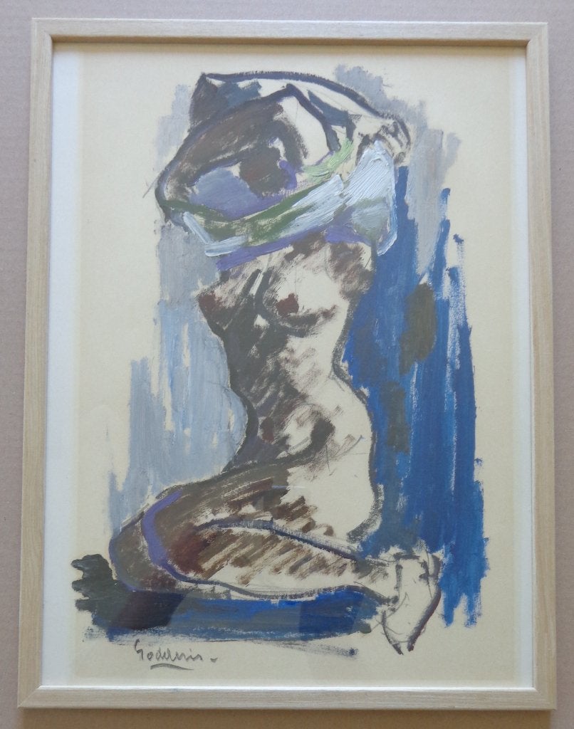 JACK GODDERIS / HALFNAAKTE VROUW / OLIEVERF / 42x32cm KADER, Enlèvement ou Envoi