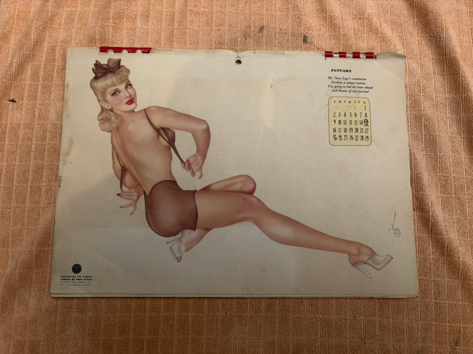 WW2 US Esquire Varga Calendar 1944, Ophalen of Verzenden