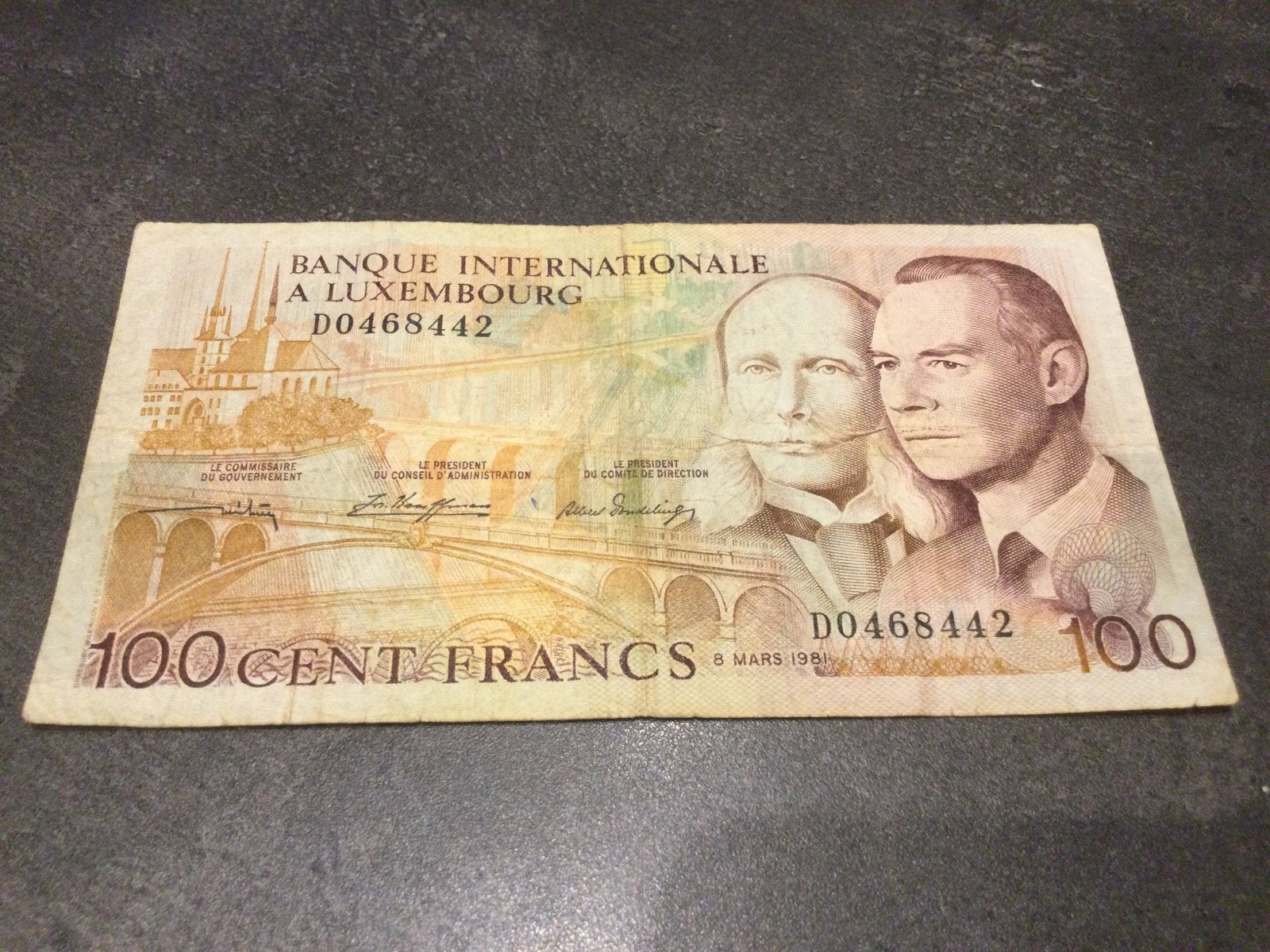 100 francs luxembourgeois 1981, Enlèvement ou Envoi