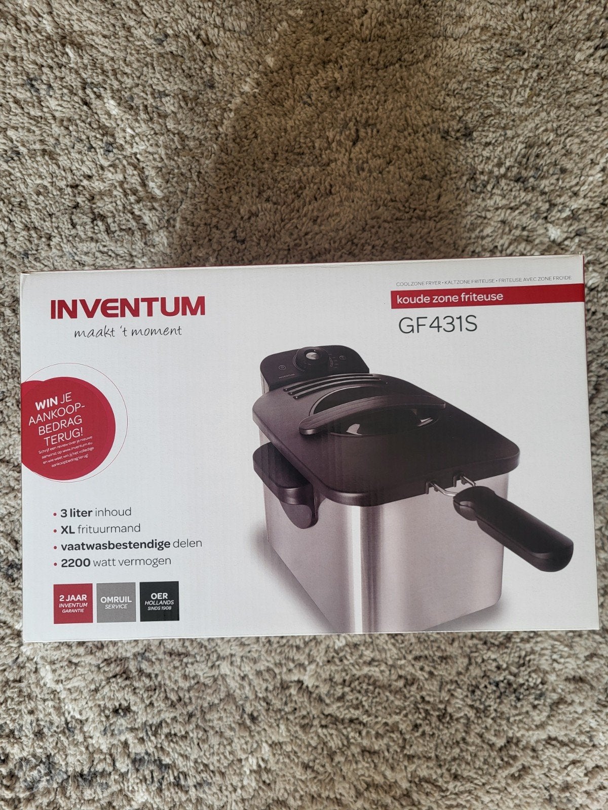 Inventum GF431S, Elektronische apparatuur, Frituurpannen, Uitneembare binnenpan, Ophalen