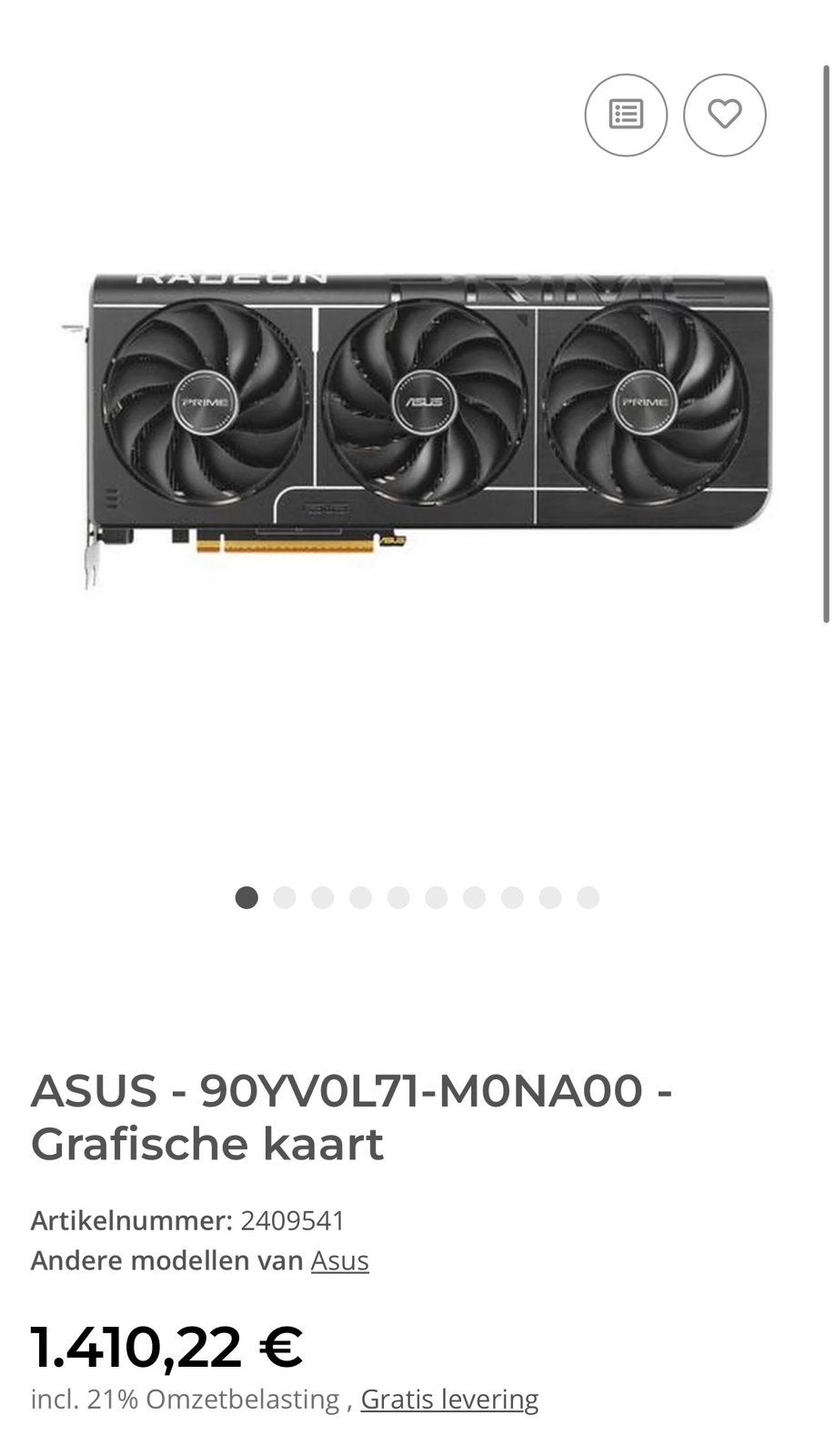 Grafische Kaart - ASUS Prime RX 9070 XT OC 16 GB GDDR6, Computers en Software, AMD, GDDR6, Nieuw, Ophalen of Verzenden