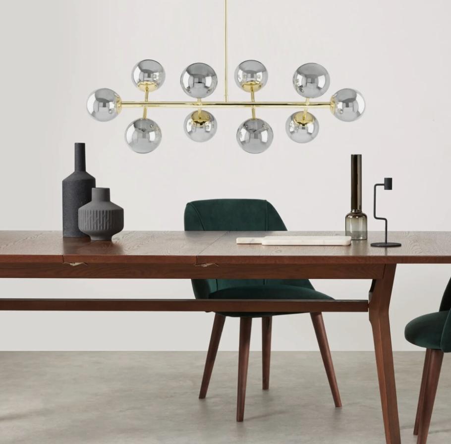 Retro luchter van MADE.COM - Geelkoper kleur / rookglas, Ophalen, Zo goed als nieuw, Glas, Retro, mid-century modern, contemporary design, tijdloos modern