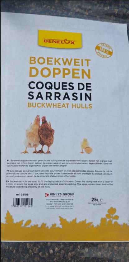 Boekweitdoppen 25L, Dieren en Toebehoren, Pluimvee | Toebehoren, Nieuw, Kippenhok of Kippenren, Ophalen of Verzenden