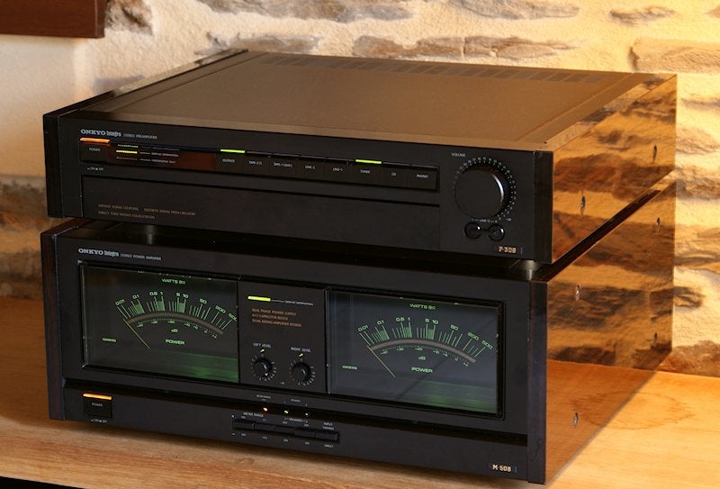 Gevraagd: Onkyo P-308 en M-508 voor en eindversterker, Audio, Tv en Foto, Versterkers en Ontvangers, Ophalen, Gebruikt, Stereo