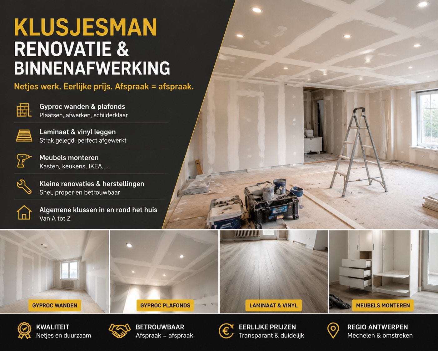 KLUSJESMAN Mechelen & REGIO VLAANDER, Services & Professionnels, Bricoleurs & Entreprises de petits travaux du bâtiment