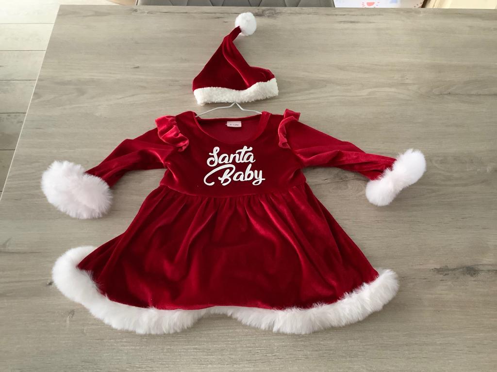 Robe de Noël pour bébé Santa (9-12 mois), Enlèvement ou Envoi, Costume, Comme neuf, Onbekend