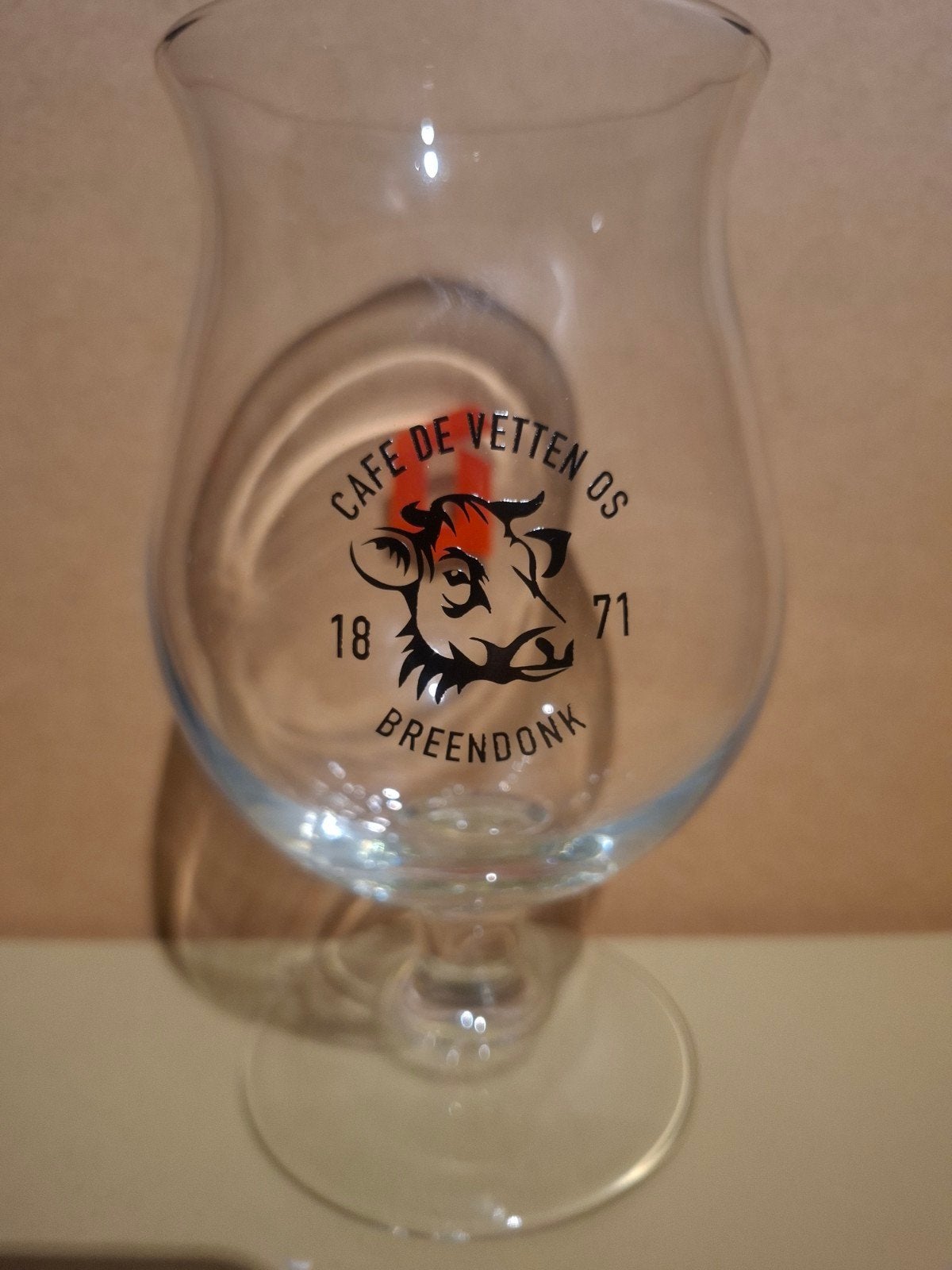 duvel glas cafe de vetten os, Verzamelen, Ophalen of Verzenden, Duvel