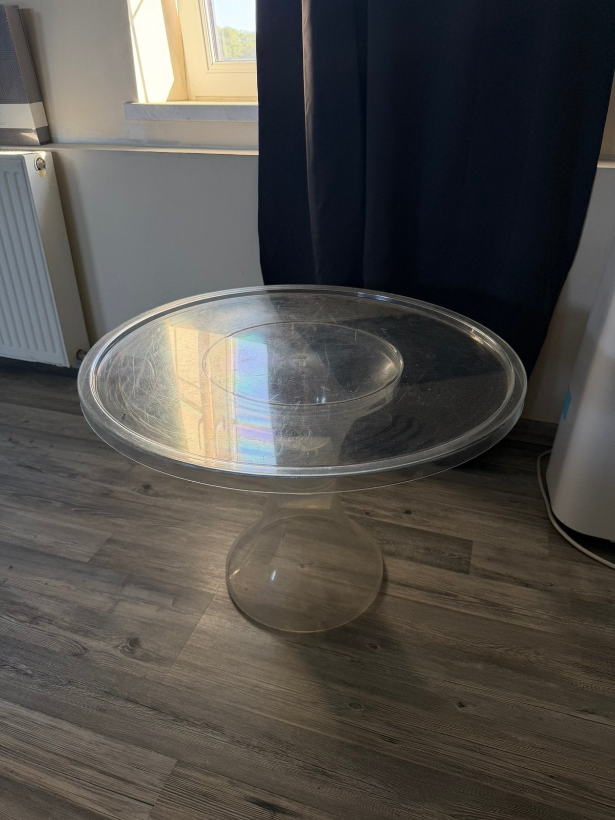 Ronde doorzichtige bijzettafel, Maison & Meubles, Enlèvement, Comme neuf