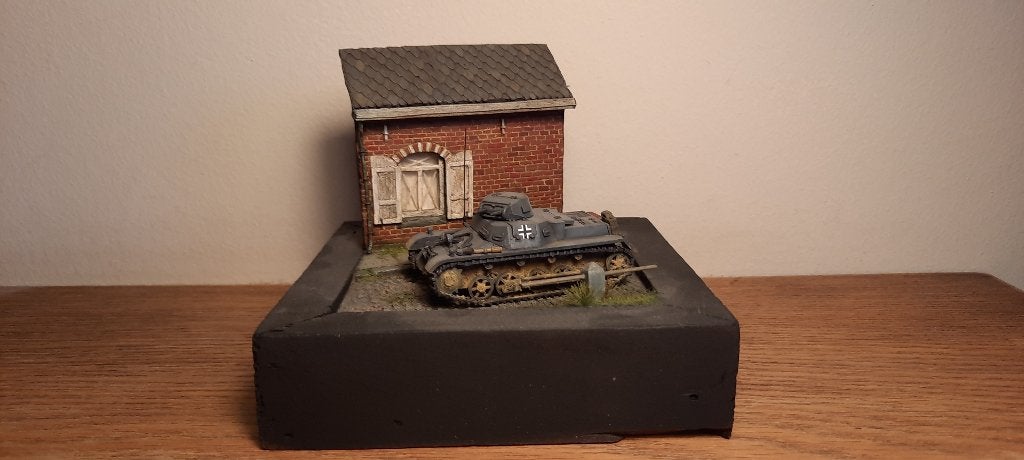Vignette schaal 1/72 Duitse tank, Hobby en Vrije tijd, Modelbouw | Figuren en Diorama's, Ophalen, Nieuw, Diorama