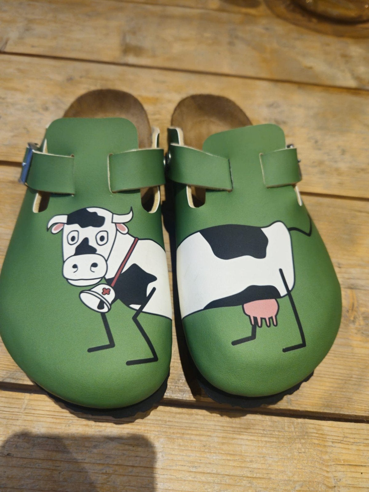​ Zeldzame Birki’s (Birkenstock) Clogs met Koeienprint, Ophalen of Verzenden, Groen