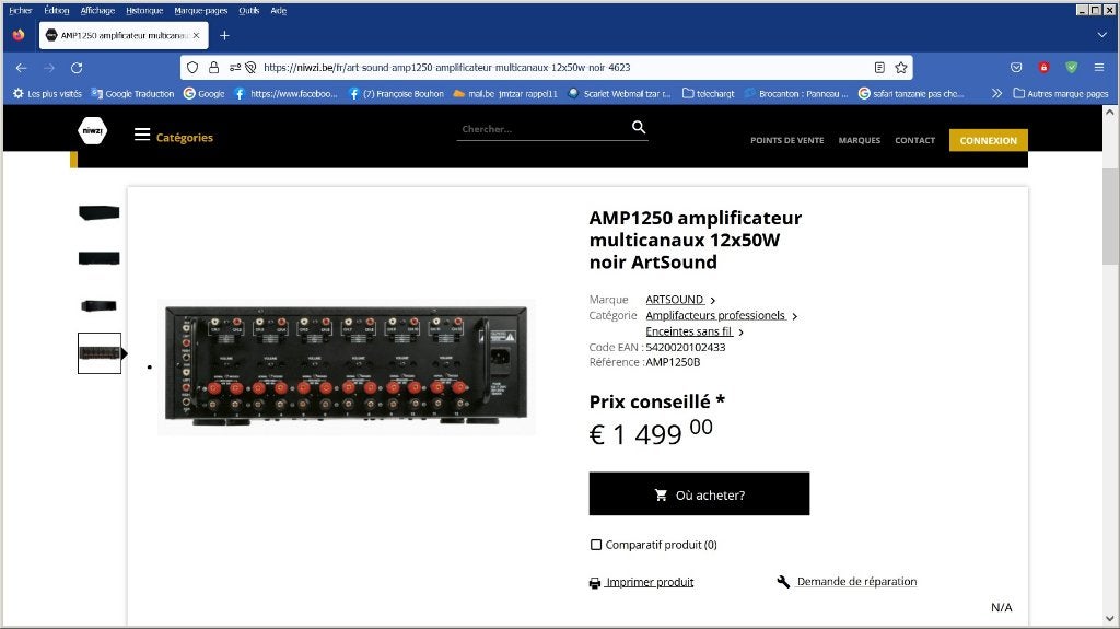 ampli multi canal, Audio, Tv en Foto, Versterkers en Ontvangers, Ophalen