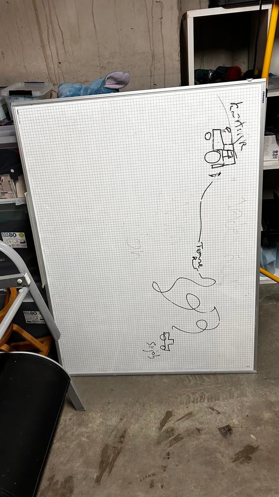 Wit schrijfbord met ruitjes 90x120  Franken, Diversen, Schoolborden, Ophalen