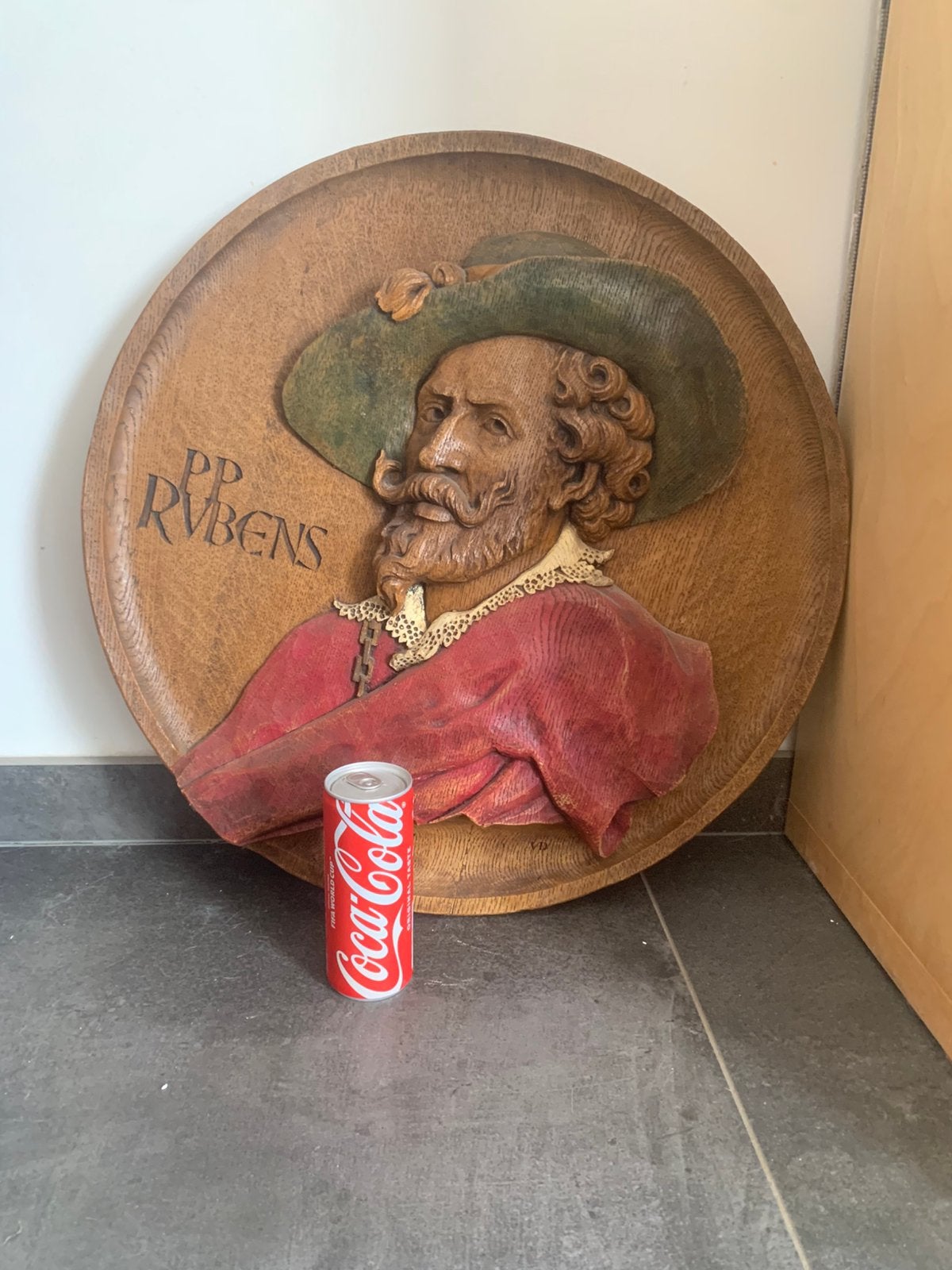 Portrait ancien en chêne de Rubens 50 cm, Enlèvement ou Envoi