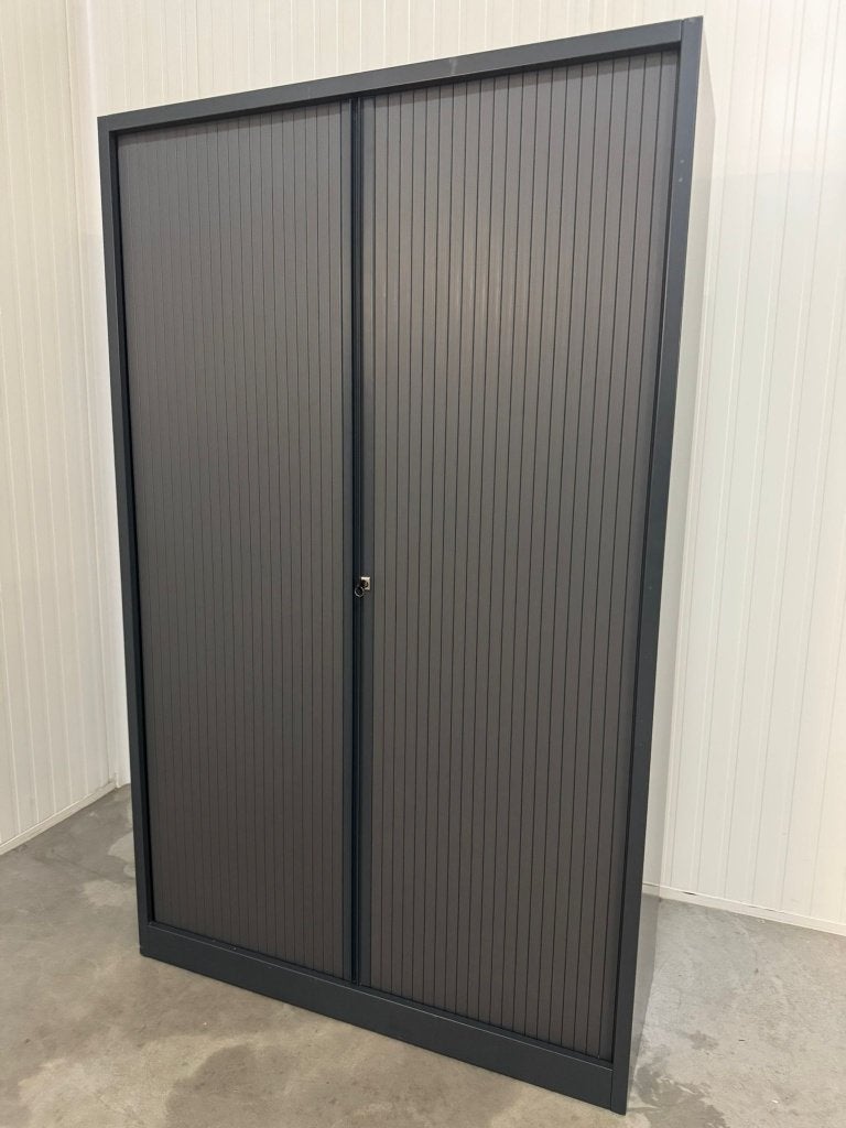 Armoire à portes roulantes Pami 196x120x45cm | Anthracite, 25 à 50 cm, Synthétique, Avec serrure, 100 à 150 cm