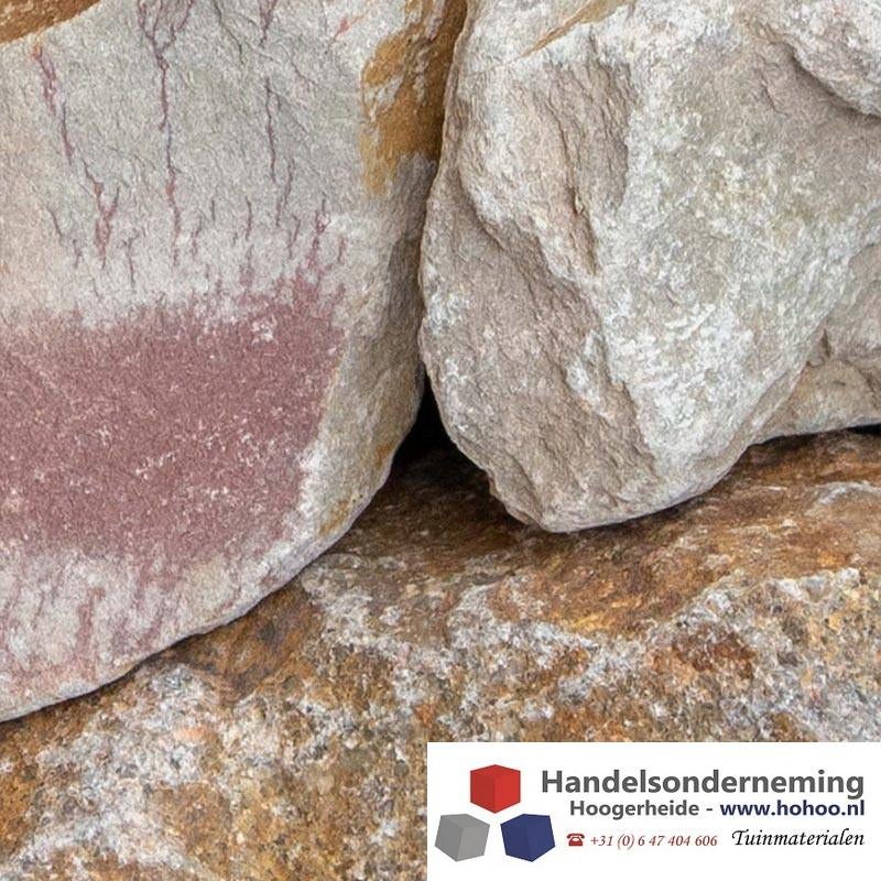 Grauwacke breuksteen beige bruin grijs rots schanskorf tuin, Tuin en Terras, Verzenden, Nieuw, Multi, Kei