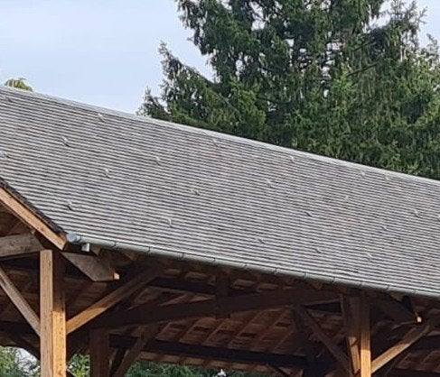 Bourgondische tegelpannen grijs blauw, Doe-het-zelf en Bouw, Ophalen, Gebruikt, Steen of Klei, Blauw
