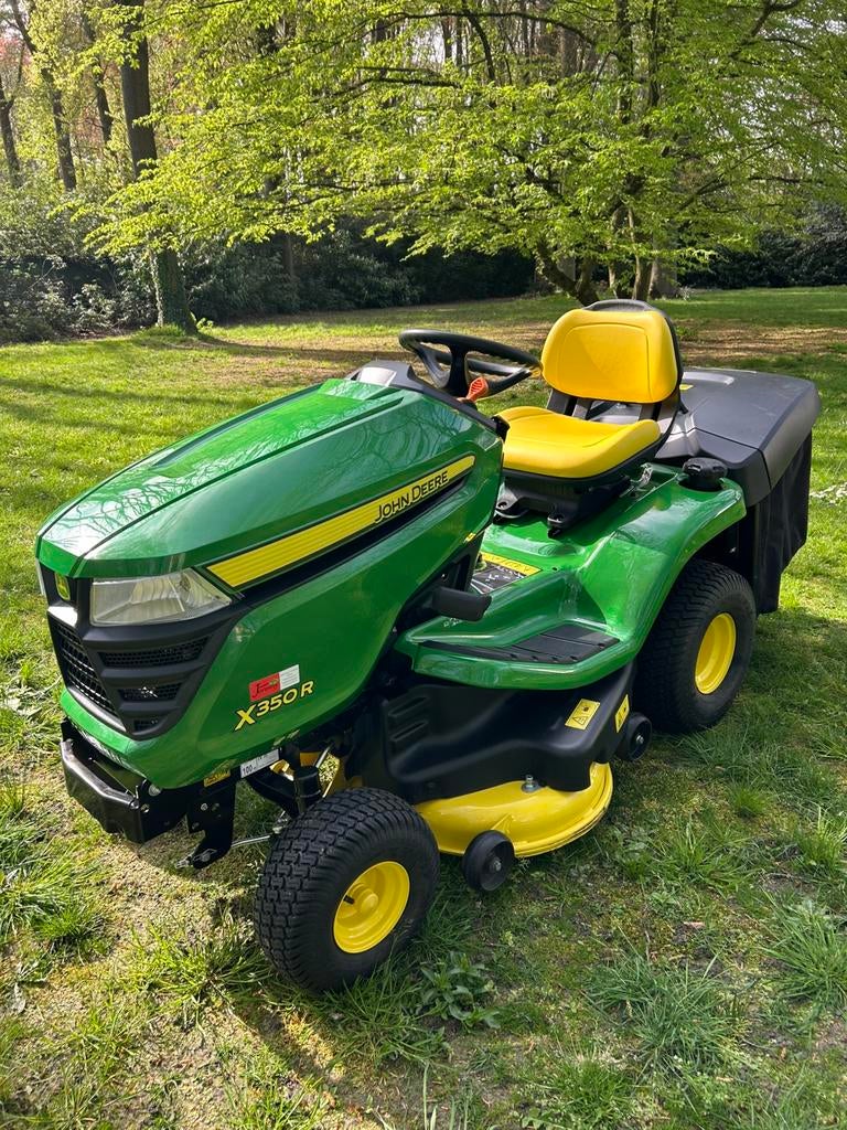 John Deere X350R zitmaaier, Jardin & Terrasse, Tondeuses autoportées, Comme neuf, 90 à 120 cm, Fonction de mulching, Sac de ramassage