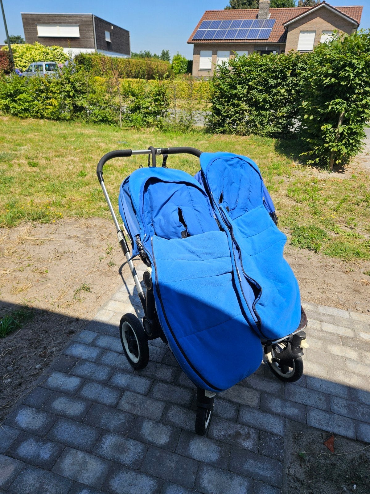 Bugaboo Donkey Duo blauw, Kinderen en Baby's, Kinderwagens en Combinaties, Gebruikt, Bugaboo, Verstelbare duwstang, Ophalen