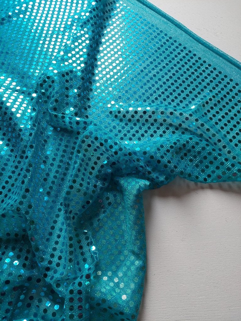 5105) 5,5 mètres de tissu palliatif simple bleu aqua, Neuf, Polyester, Bleu, 30 à 120 cm