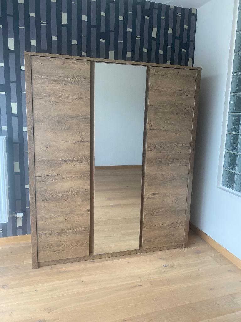 Kleerkast met spiegel, Ophalen, Met deur(en), 150 tot 200 cm, Hout
