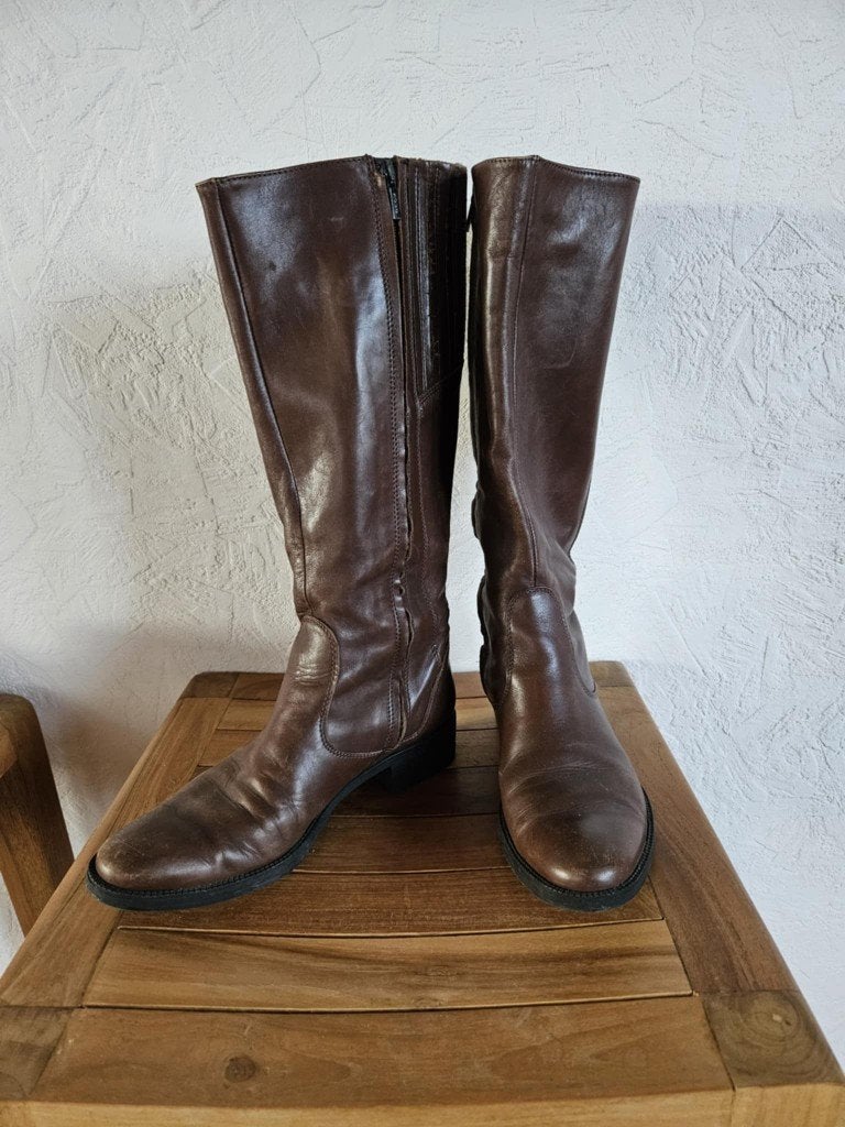 Bottes hautes GEOX brunes pointure 38 CUIR, Geox, Hoge laarzen, Bruin, Ophalen of Verzenden