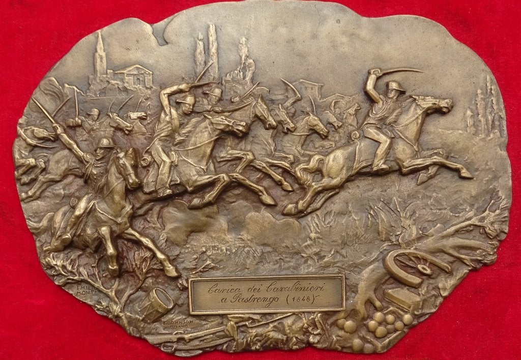 ITALIE - CARABINIERI - PLAQUE EN BRONZE COMMEMORATIVE, Envoi, Gendarmerie, Objet d'art