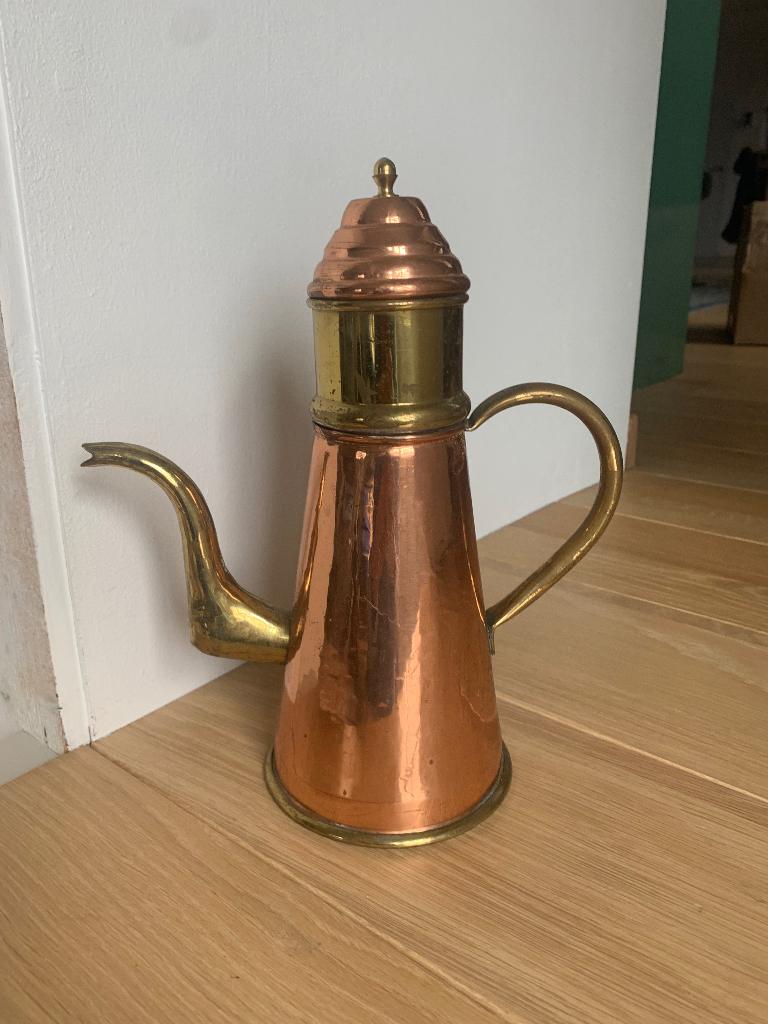 Cafetière marocaine ancienne, cuivre, bicolore, Antiquités & Art, Enlèvement ou Envoi, Cuivre