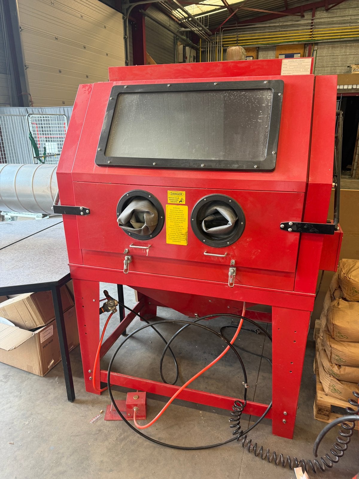 Grote zandstraalcabine van 1200 liter met compressor, Enlèvement