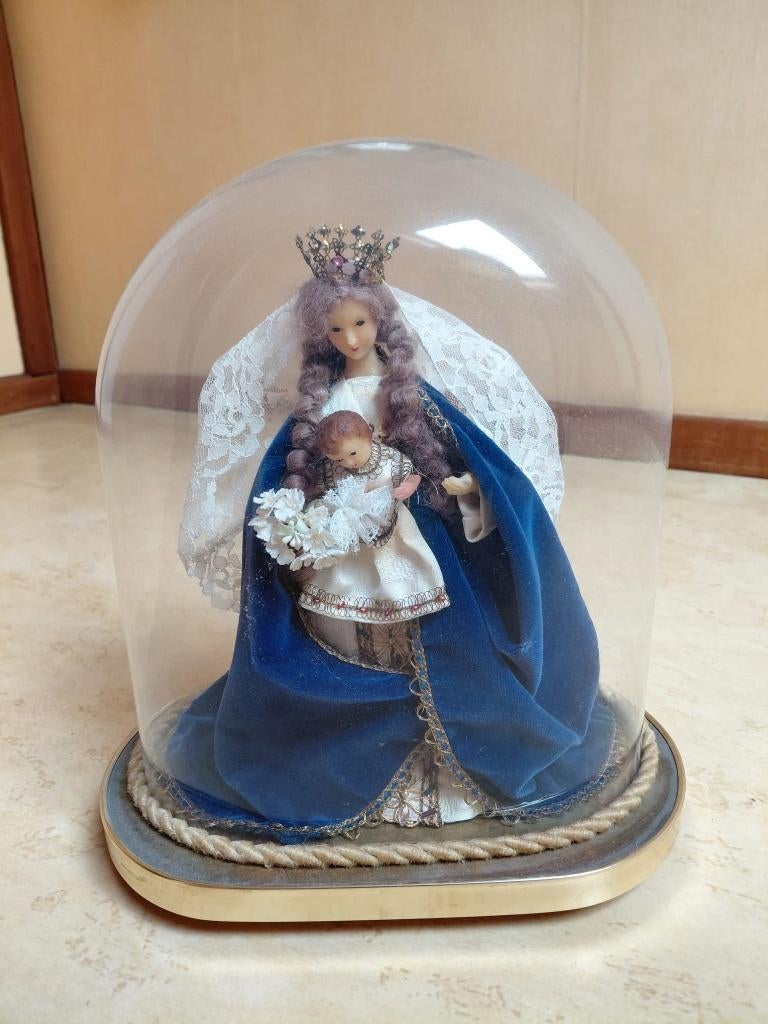 Mariabeeld onder glazen stolp, Antiek en Kunst, Ophalen of Verzenden