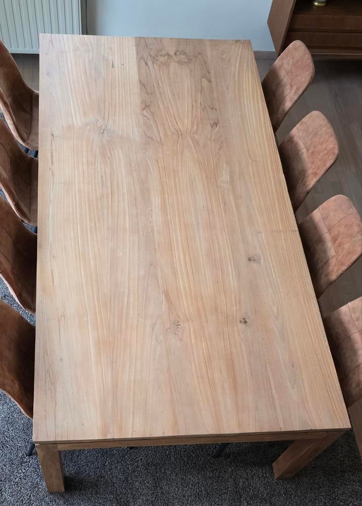 Mooie teakhouten eetkamertafel. Afmetingen (lxb): 240 x120, Huis en Inrichting, Tafels | Eettafels, Ophalen