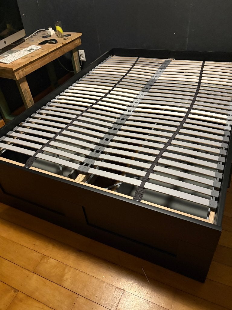 IKEA brimnes bedframe en lattenbodem, Huis en Inrichting, Ophalen, Zwart, 140 cm, Zo goed als nieuw