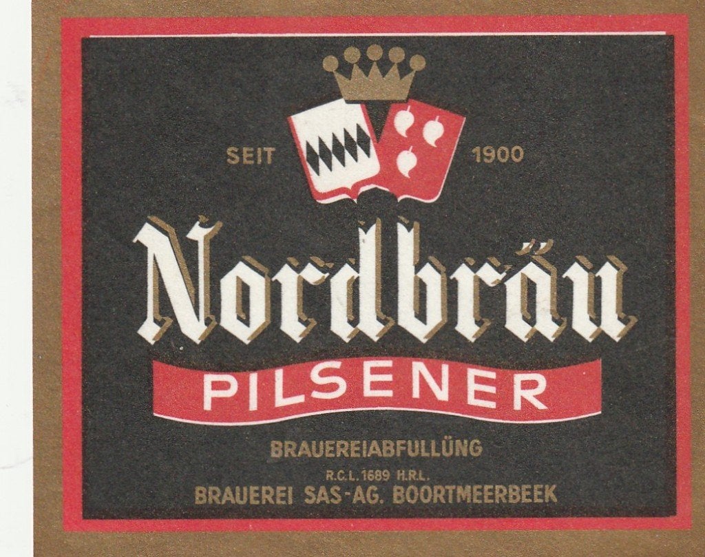 bieretiket België L'Ecluse Boortmeerbeek:Nordbräu Pilsener#2, Verzamelen, Verzenden, Zo goed als nieuw, Overige typen, Overige merken