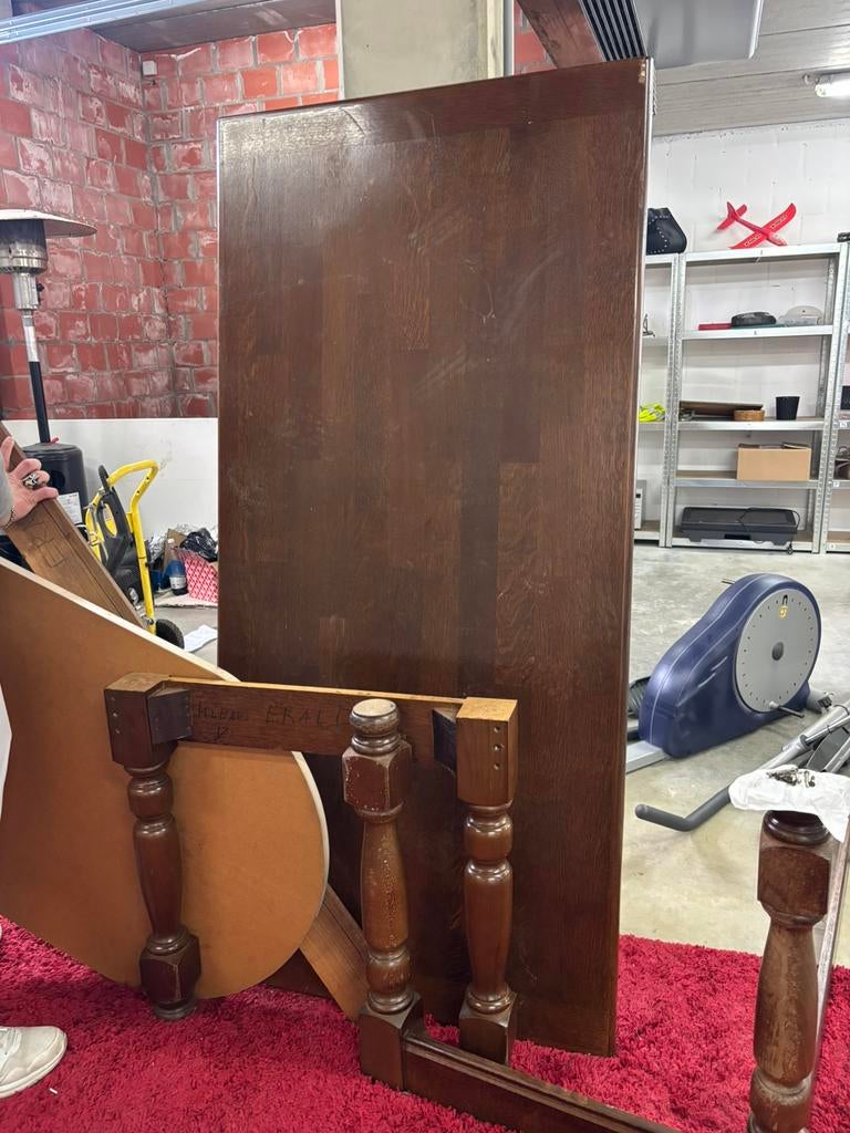 Massief eikenhouten tafel met 4 stoelen, Huis en Inrichting, Tafels | Eettafels, Ophalen, Zo goed als nieuw