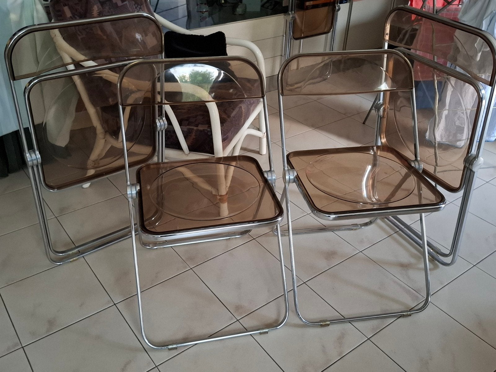 Set van 4 Design plooistoelen Pila Castelli Italy, Ophalen, Zilver, Set, Metaal