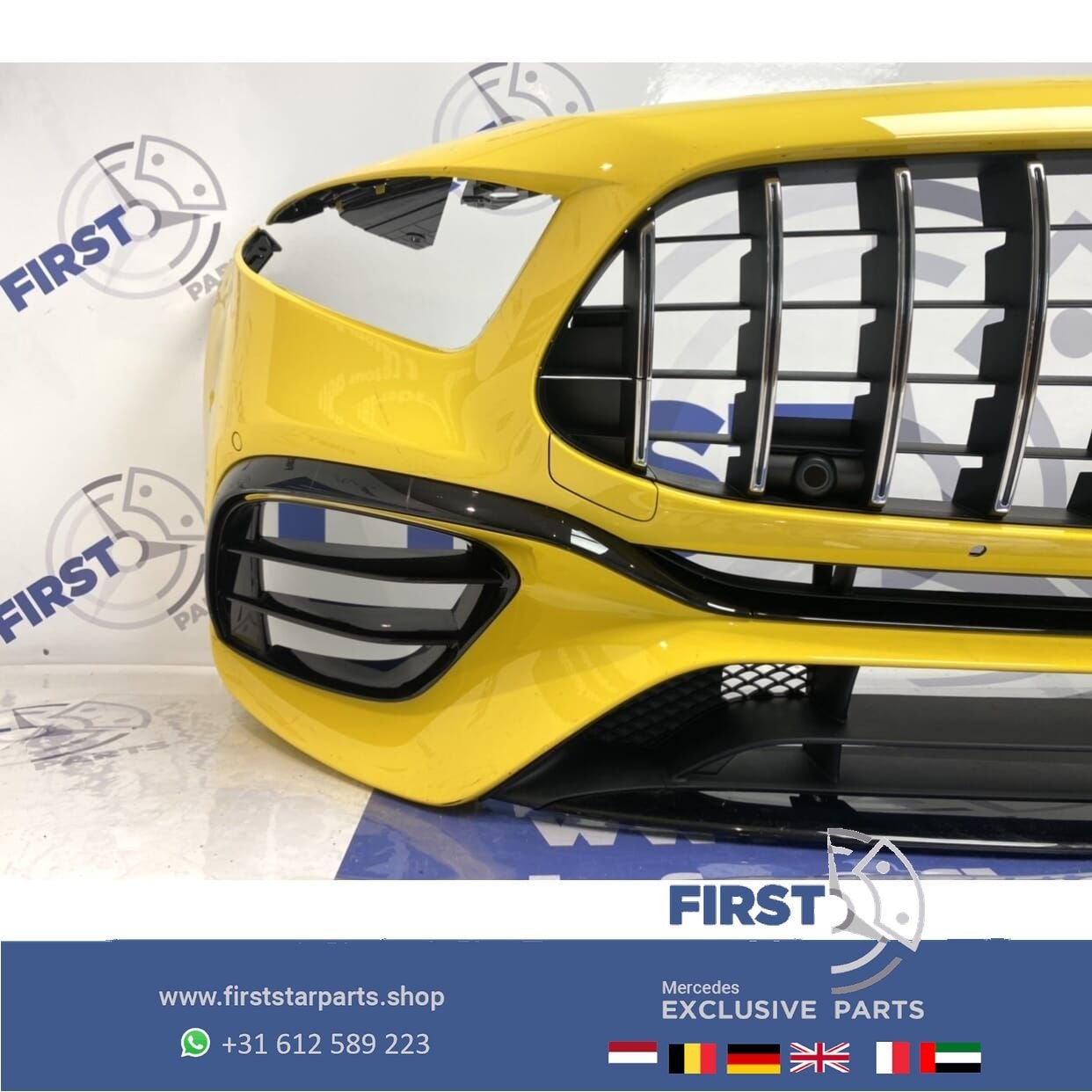 W177 A KLASSE 45 AMG VOORBUMPER GEEL COMPLEET A45 A45S PDC G, Auto-onderdelen, Gebruikt, -, Voor, Ophalen of Verzenden