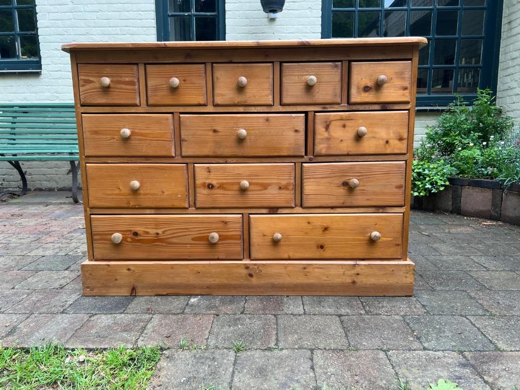 Grenenhouten ladekast / dressoir – 120 cm – landelijke stijl, Huis en Inrichting, Ophalen, 100 tot 150 cm, 5 laden of meer, Minder dan 100 cm