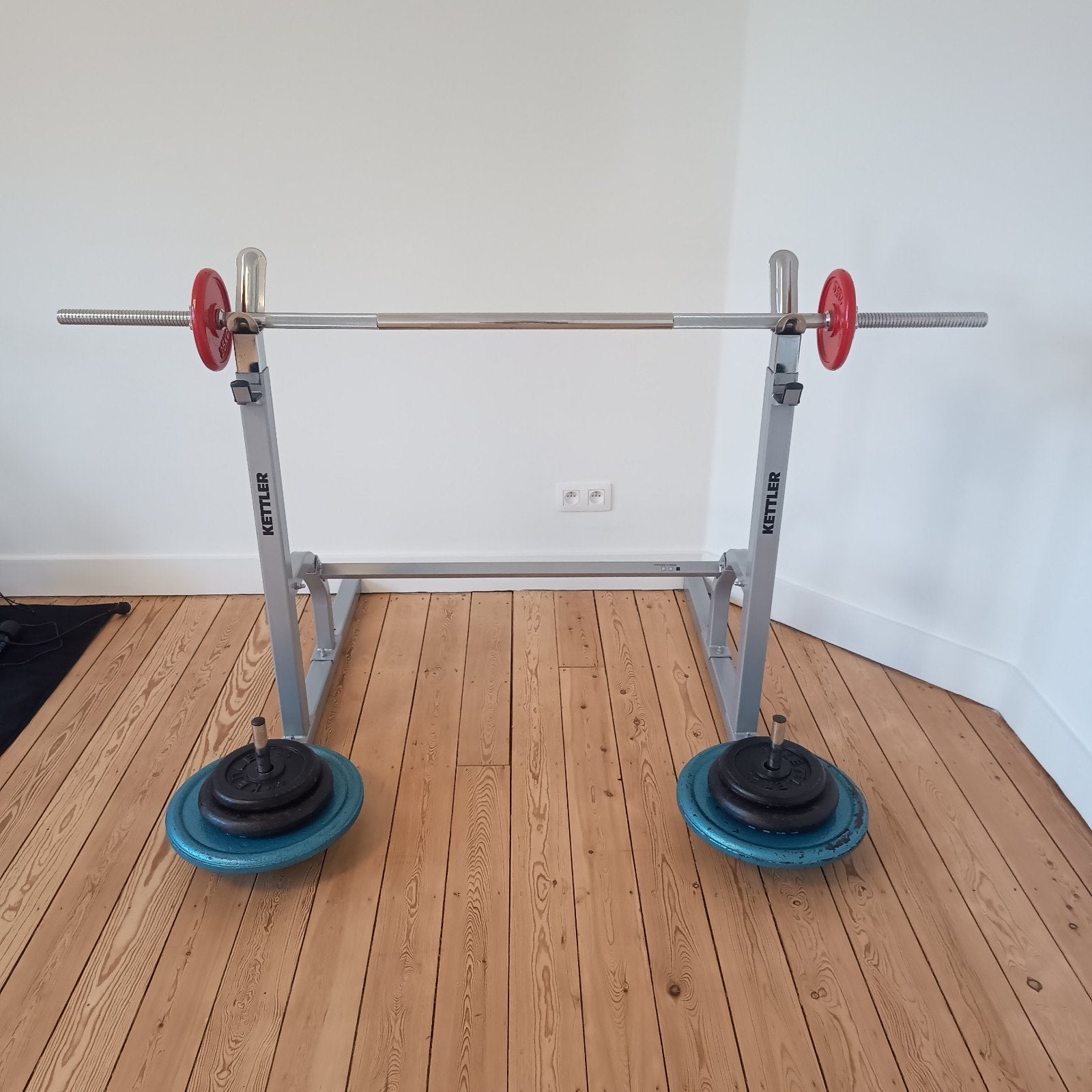 Squat en Bench Press Rack, Barbell en 75 kg Halterschijven, Sport en Fitness, Ophalen