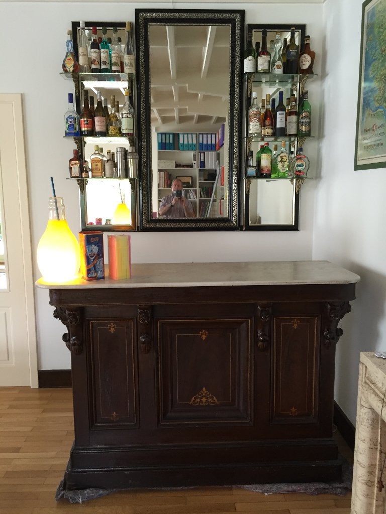 Bar comptoir et miroir ancien bistrot, Maison & Meubles, Enlèvement, Utilisé