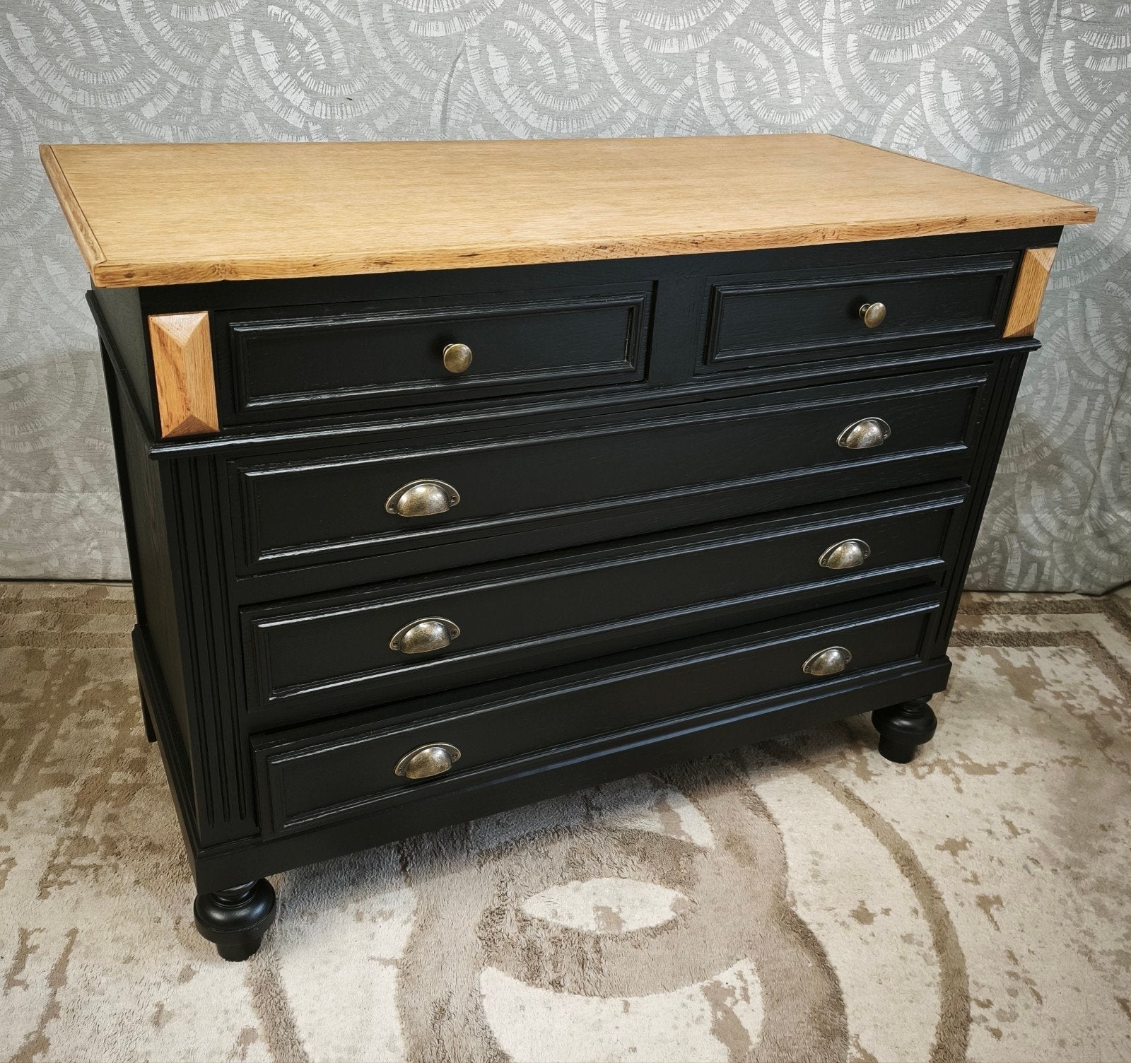 Commode 5 tiroirs relookée, Maison & Meubles, Chêne