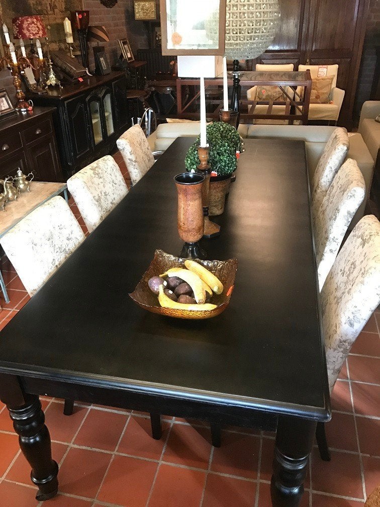 Zeer ZWARE UNIEKE EETTAFEL matzwart - TAFEL Flamant, Ophalen, Hout, Zwart, Landelijk