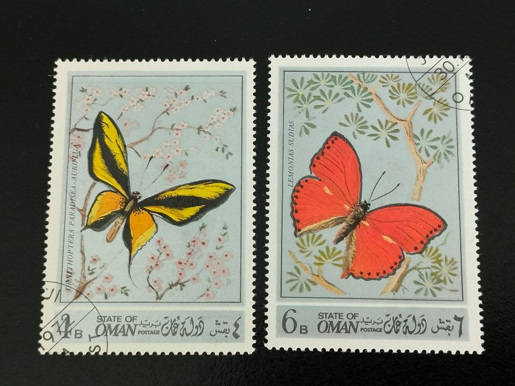 State of Oman 1972 - insecten, vlinders, Verzenden, Gestempeld