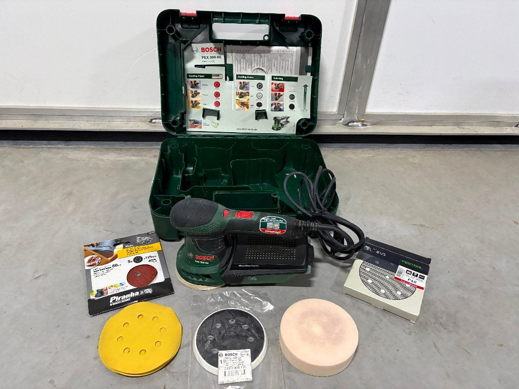 Bosch PEX 300 AE Excentrische schuurmachine Ø125mm, Ophalen of Verzenden, Gebruikt, Minder dan 600 watt, Excentrische schuurmachine