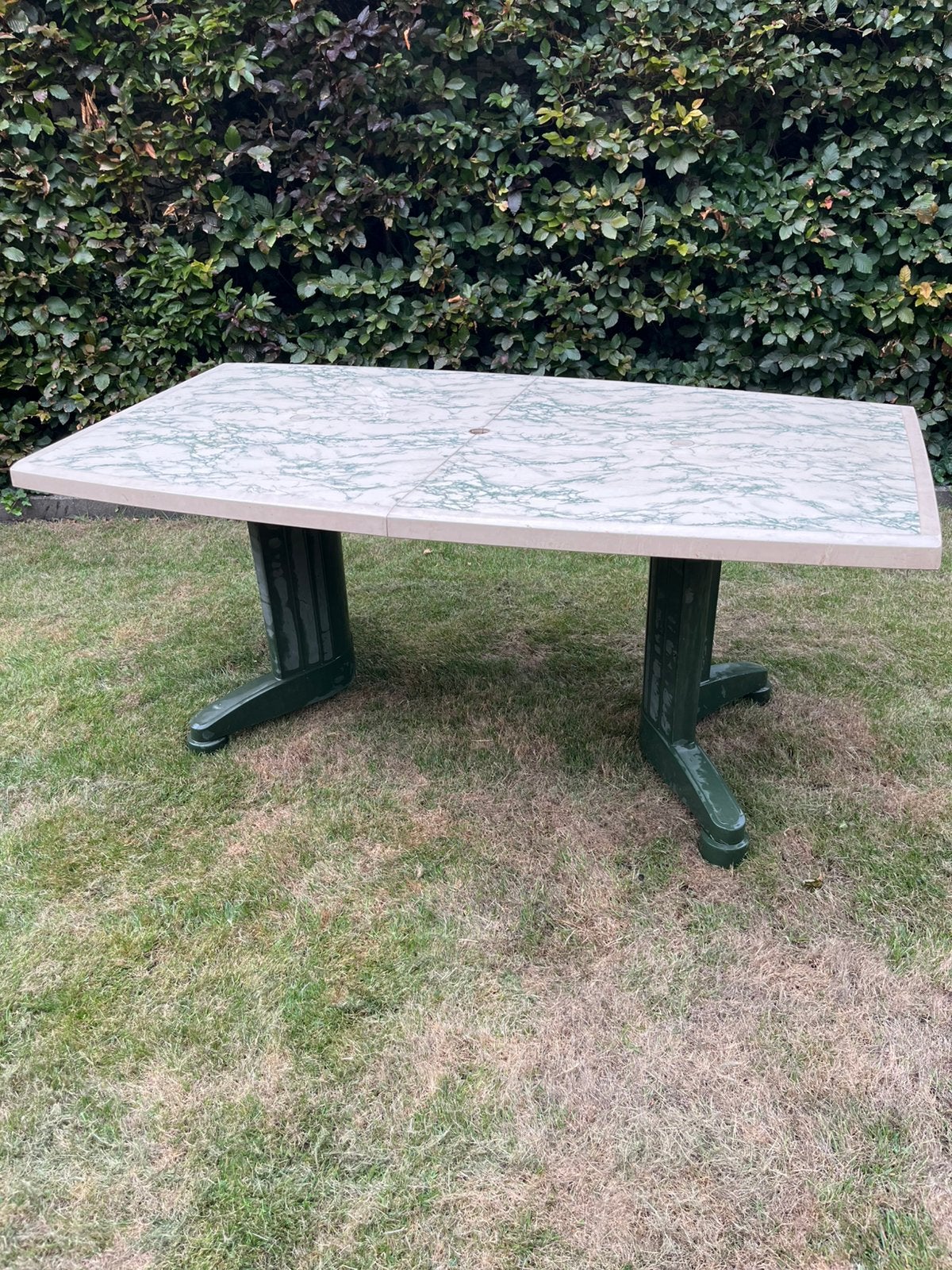 Kunststof tuintafel Hartman groen/beige, Tuin en Terras, Tuintafels, Ophalen, Gebruikt, Rechthoekig, Kunststof