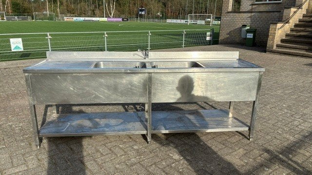 industriële dubbele grote spoelbak RVS, Huis en Inrichting, Ophalen, Zo goed als nieuw