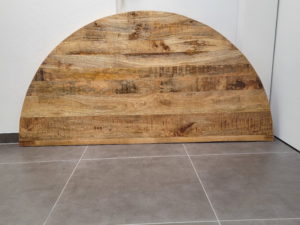Plateau de table semi-circulaire en bois de manguier, Maison & Meubles, Pièces pour table, Neuf, Dessus de la table, 150 à 200 cm