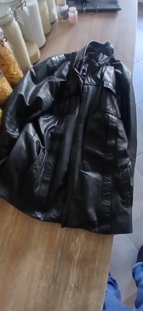 Veste en cuir XXL, Enlèvement, Porté, Taille 56/58 (XL), Noir