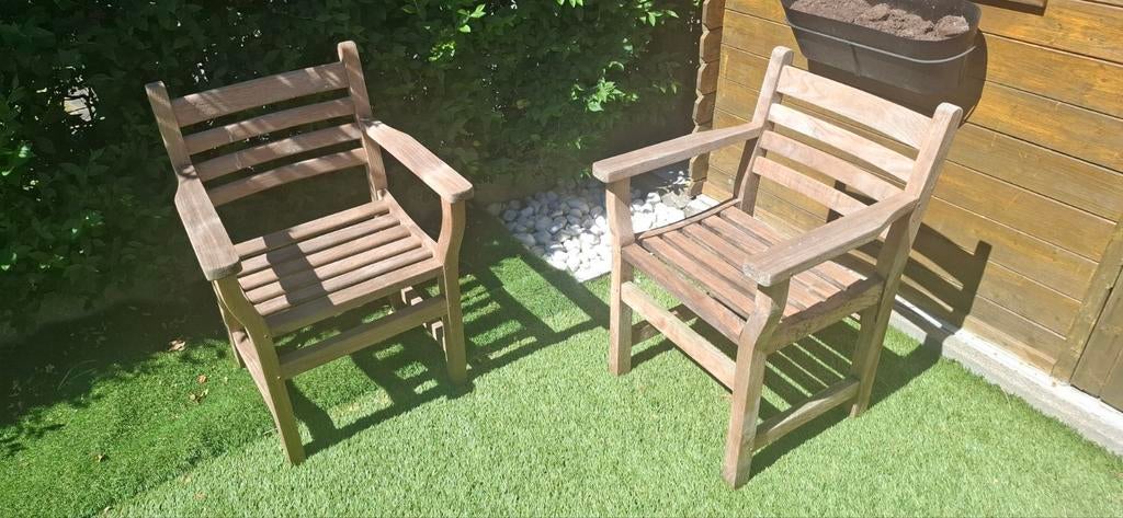 Teak Tuinstoelen 2 stuk zeer sterk, Tuin en Terras, Ophalen of Verzenden
