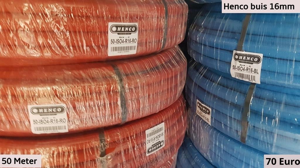 Henco Alpex buis geisoleerd Ø16-Ø20- Ø26 Blauw of Rood 50Mtr, Doe-het-zelf en Bouw, Ophalen, Nieuw
