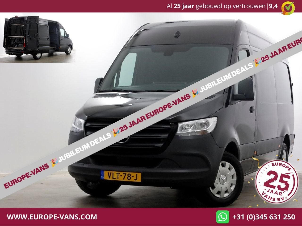 Mercedes-Benz Sprinter 314 CDI 143pk RWD L2H2 Navi/Camera/Tr, Auto's, Bestelwagens en Lichte vracht, Cruise Control, Zwart, Mercedes-Benz